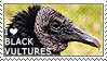 A stamp of an image of a black vulture with the text I love black vultures
